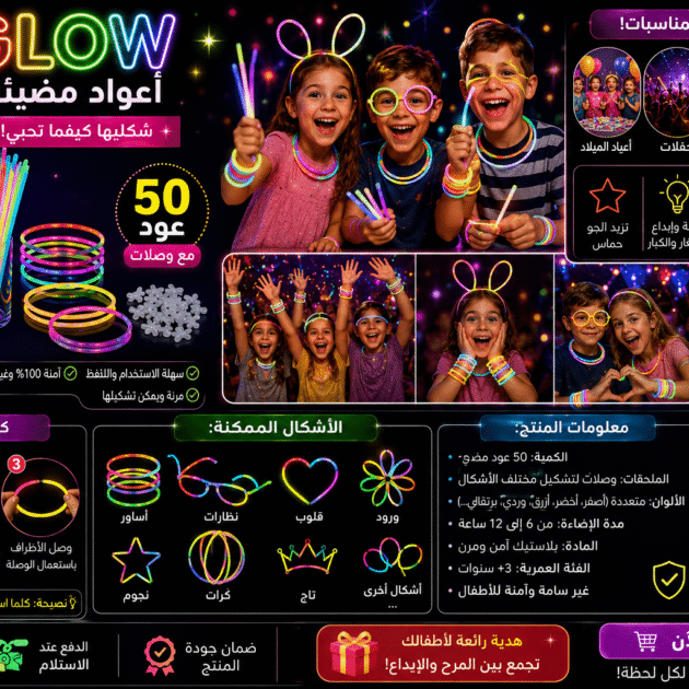 مجموعة 50 قطعة من الاعواد المضيءة